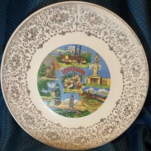Louisiana Heritage Decorative Plate with Brown and Multicolor Design